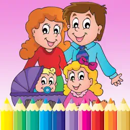 为孩子们免费游戏我的家庭着色书绘图绘画