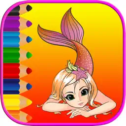 可爱的美人鱼着色书页免费 - 儿童游戏